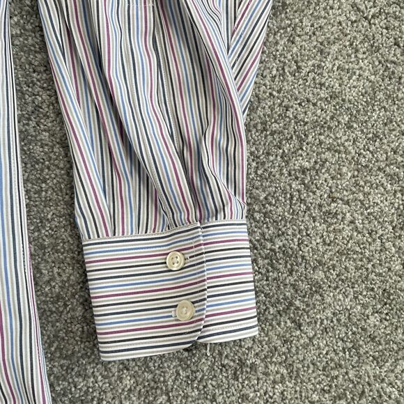 Charles Tyrwhitt Slim Fit Non Iron Dress Shirt Mens Business Casual Size 18/37 - Picture 4 of 11